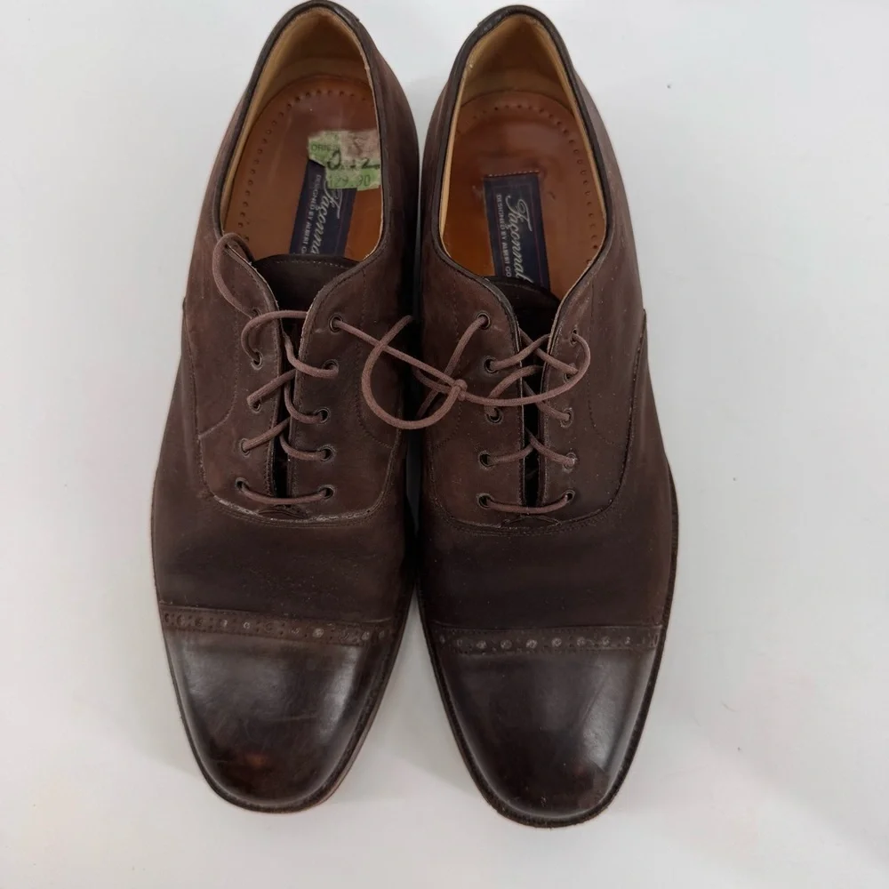 Faconnable Mens Leather Brown Shoes Norwegian Handmade In ITALY Shoes 10.5